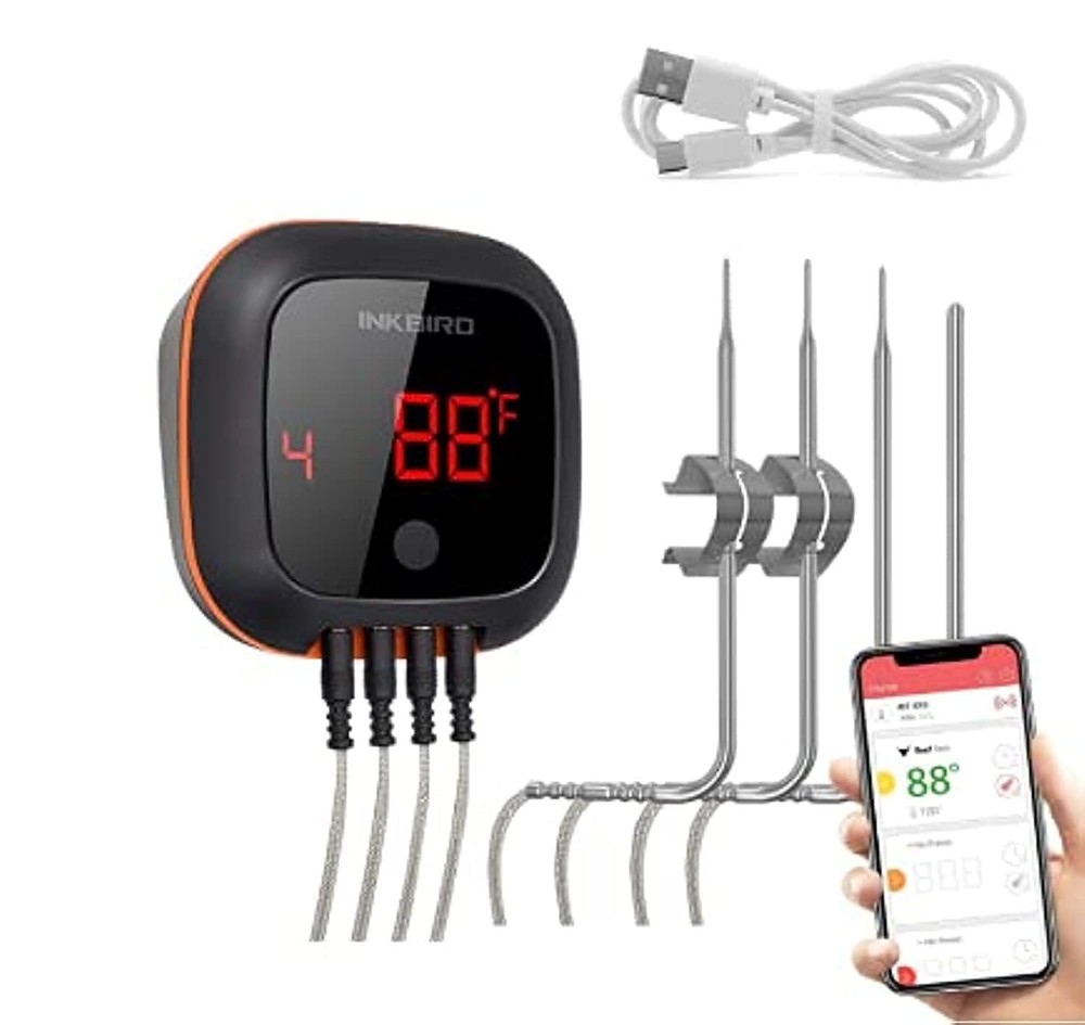 Inkbird Bluetooth Digital Wireless Meat Thermometer with 4 Probes Timer,…