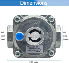1/2 Inch Natural Gas Regulator for Grill, Natural Gas and Propane Convertible, 1
