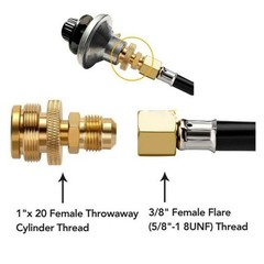 1LB Propane Tank Regulator Adapter Connect to 3/8″ Male Flare 5/8″-18UNF