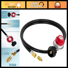 Adjustable Propane Regulator & Hose 0-20 PSI, 5ft Gas Burner Hose for Fryer, Coo
