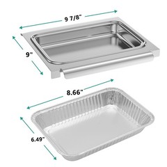 EasiBBQ 67047 Catch Pan Holder with Aluminum Drip Pans 9-7/8″ x 9″, slivery