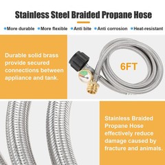Heater Camping 6 FT Propane Hose Adapter Propane Stove Tabletop Grill with Guage