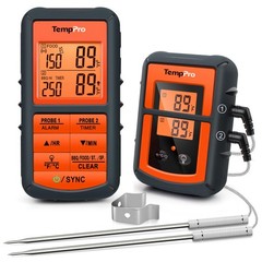 TempPro TP08B 500FT Wireless Meat 6.5 x 2.6 x 6.1 inches, Bright Orange