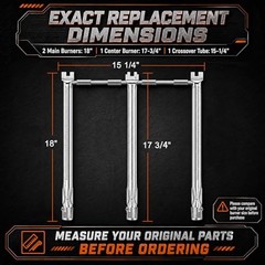 69787 Grill Burner Tubes for Weber Spirit and GS4 Spirit II 300 Series,