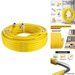 Thoupets 100Ft 1/2 Csst Gas Line 1/2In Natural Flexible Gas Line 2 Male Adapter