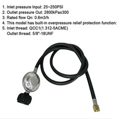 4ft Hose and Regulator Kit for BBQ Grills Fire Pits and Outdoor Adventures