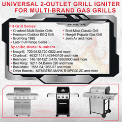 DHLG-12 Grill Igniter Kit for Charbroil, Kenmore, Broil-Mate, Broil King, Nexgri