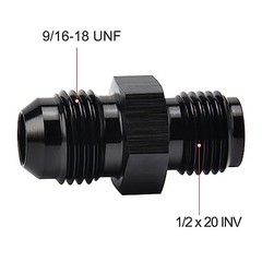 6AN Male to 1/2 x 20 Inverted Flare Thread Fitting AN6 to 1/2 x 20 Inverted