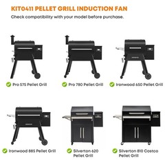 Pellet Grill Induction Fan Replacement 12V DC for Traeger D2 Pro 575/780, Ironwo