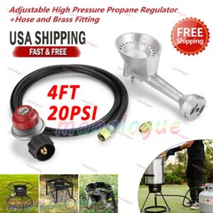 High Pressure Propane Cast-Iron Round Burner Head w/Adjustable Hose &Brass Fitti