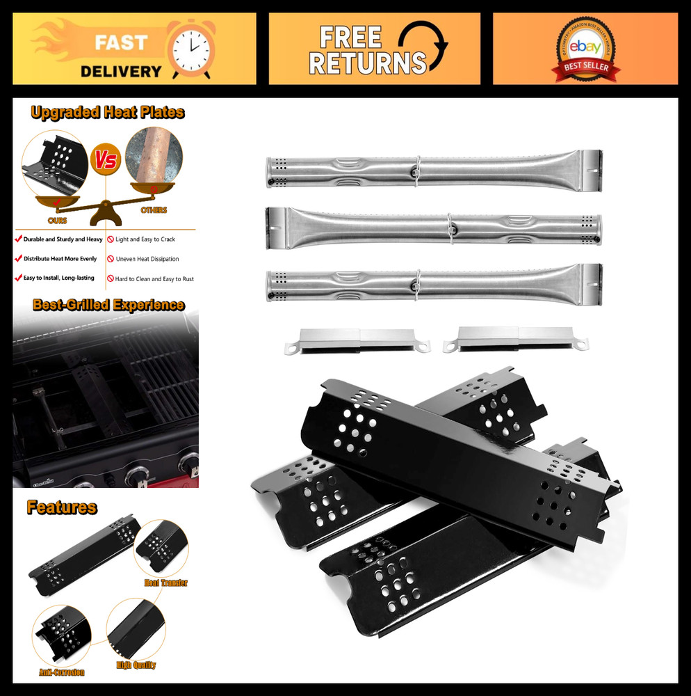 Grill Replacement Parts for 3 Burner Gas2Coal Grill – Heat Shield & Burner Set