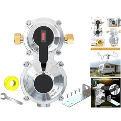 RV Propane 2-Stage Auto Changeover LP Propane Gas Regulator with Valve Support F