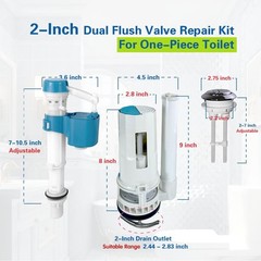 2-Inch Top Dual Flush Valve Repair Kit for One Piece Toilet (10″-13″ Tank Hei…