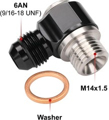 6AN Male Flare Banjo to M14x1.5 Stainless Steel Banjo Bolt 6AN to M14x1.5 Black