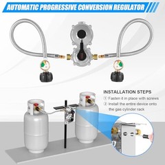 RV Propane Regulator 2 Tank Hoses, 2-Stage Auto Changeover LP Gas Regulator