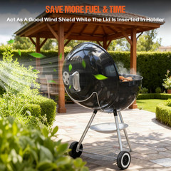 Grill Lid Holder, Stainless Steel Slide a Side Lid Prop for All Weber 18”/22”/26