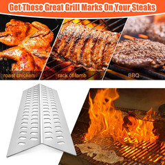 Stainless Steel 4Pcs 16631 Flame Tamer Flavor Bar and 3Pcs 16520 Heat Plate Shie