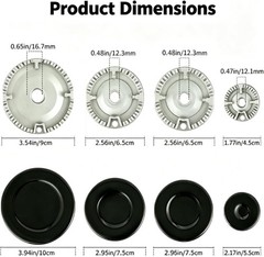 8 PCS Gas Stove Burner Caps Set, Universal Replacement for Most Gas Stoves 1 Lar