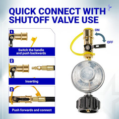 Propane Quick Connect Adapter 1/4 Propane Gas Grill Regulator for 5-50Lbs Tank