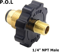 Soft Nose POL Propane Gas Fitting with 1/4″ NPT Male LP Tank Atapter 100% Solid