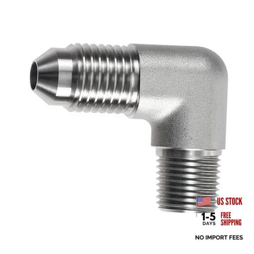 4AN Male Flare to 1/8″ NPT Male 90 Degree Adapter Fitting for Fuel, Power