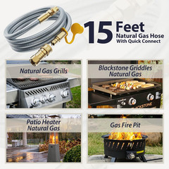 15 FT 1/2 Inch ID Natural Gas Grill Hose with 1/2 Inch Female Flare x Male Quick