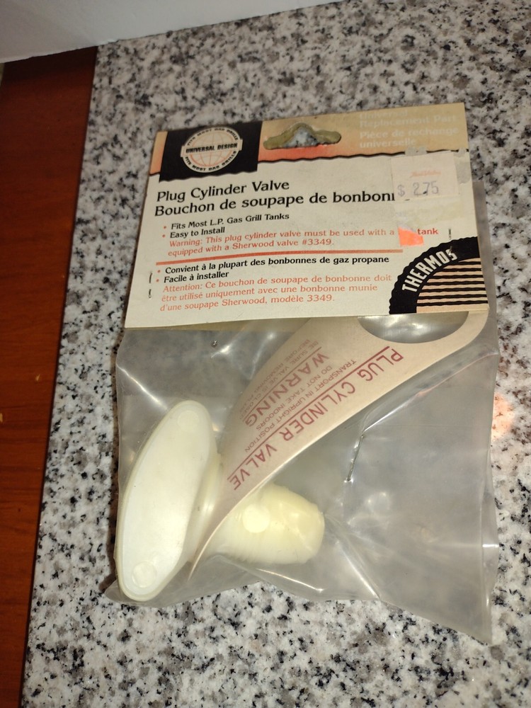 (PLUG) Cylinder VALVE for a SHERWOOD 3349 5LB PROPANE GRILL TANK. NEW.