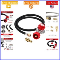 Propane Regulator with Hose 4ft, Brass Orifice, 0-20 PSI, QCC-1 Fitting, Red