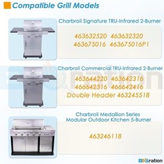 G362-2100-W1 Grill Parts for Charbroil Tru-Infrared 2-Burner 463642316 463644…