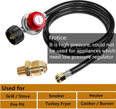 5 Feet 0-20 PSI Adjustable Propane Regulator Hose for QCC1 Tank Grill Burner
