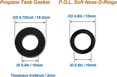 10Pcs Propane Tank Gasket and 10Pcs O-Rings for All Soft Nose P.O.L. Fittings, S