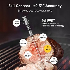 ThermoMaven 3000FT Smart Wireless Meat Thermometer, Sub-1G Long Range, 6 Red