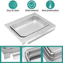 EasiBBQ 67047 Catch Pan Holder with Aluminum Drip Pans 9-7/8″ x 9″, slivery