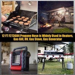 12FT Propane Hose with Regulator for RV, Grill, Gas Stove, Generator – 3/8″ F/M