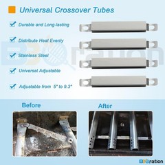 BBQration Universal Adjustable Carryover Tubes for Charbroil, 4-Pack, silver