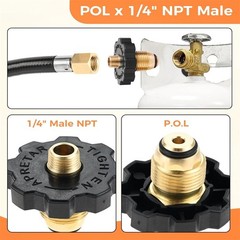 3PCS Propane Gas Brass Fitting Adapters Kit For BBQ RV Camping Grills & Heaters
