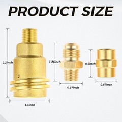 3 Pack QCC1 Nut Propane Gas Fitting Adapter Kit, 1/4 Male NPT x QCC1, 3/8 3