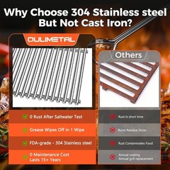 Qulimetal 18.75″ 9MM Grill Grates for Weber Genesis II, Grill Parts for Weber Ge