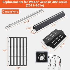 Grill Parts for Weber Genesis 300 Series 2011-2016 Front Control