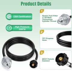 Propane Fuel Filter F273699 with 7FT Propane Adapter Hose for Mr. Heater Buddy