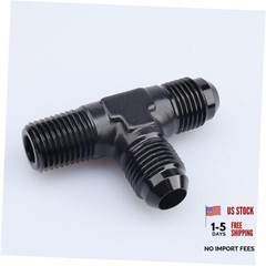 -10 AN Male Flare to 1/2″ NPT on 2 x 10AN to 1/2 NPT Flare Tee on Run black