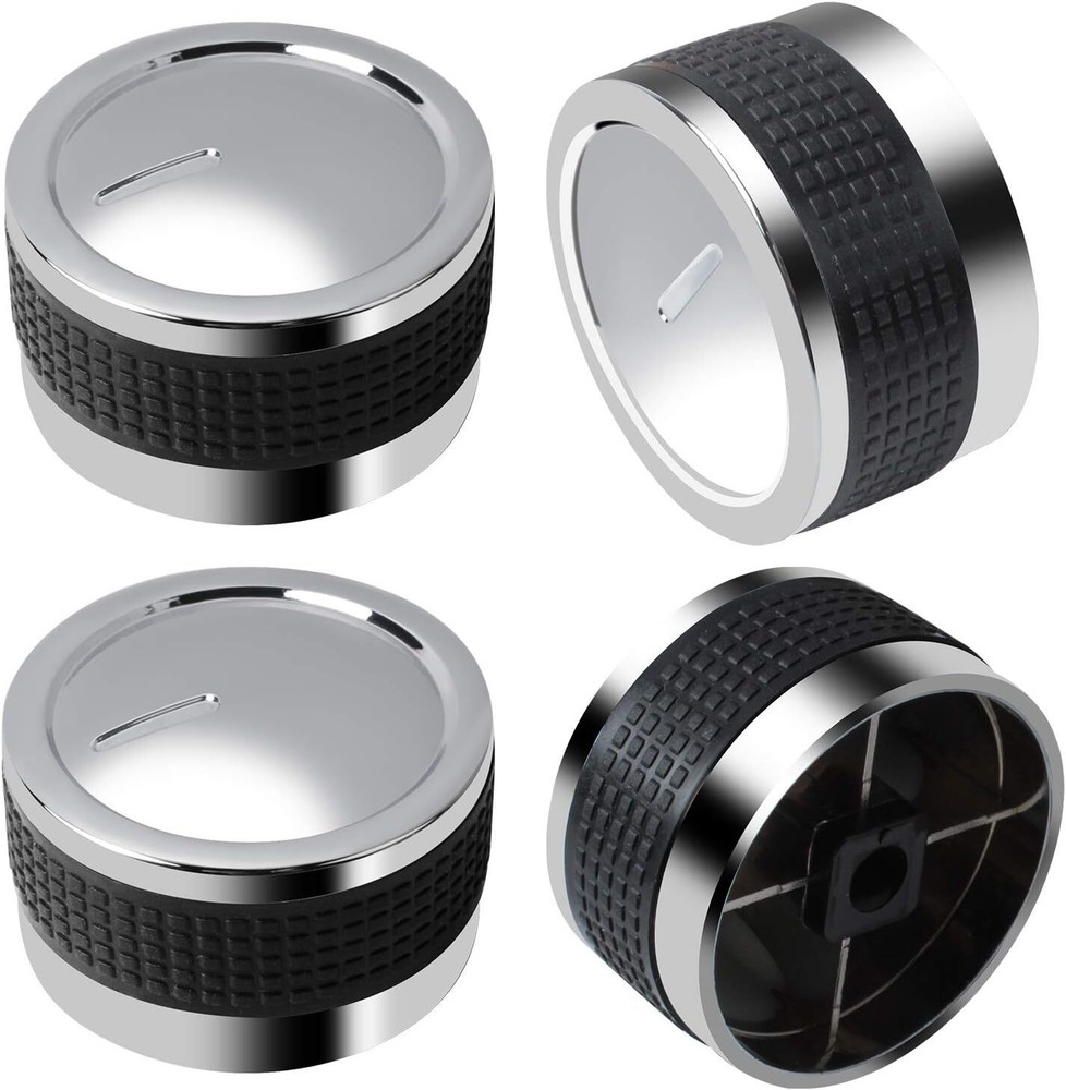 4Pc Grill Control Knob Replacement Chrome Plated Plastic Fit Grill D-Shape Valve