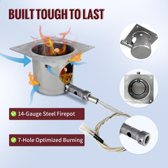 Heavy Duty Fire Burn Pot and AC Hot Rod Igniter Kit for Pit Boss Traeger Camp