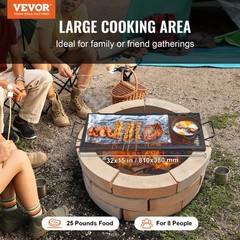 VEVOR 32″ Rectangle Cooking Grate Fire Pit Grill Grate X-Marks Heavy-Duty Steel