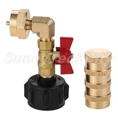 QCC Type 1 Propane Refill Elbow Adapter Shut On/Off Control Valve 4x Thread Caps