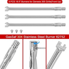 GasSaf Burner Tubes Flavorizer Bars Heat Plates for Weber Genesis 300 Series