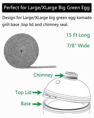 High-Temp Gasket Seal for Big Green Egg Grill – 15ft Self-Stick Replacement Stri