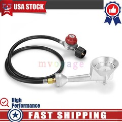 Propane Cast-Iron Round Burner 4FT 20 PSI High Pressure Regulator Hose Fitting
