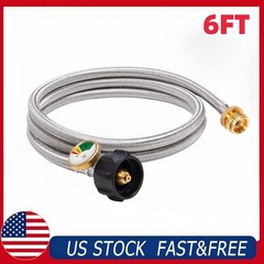 6FT Propane Tank Hose Adapter with Gauge for Outdoor Grill Heater US