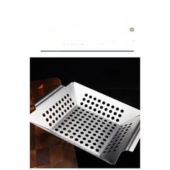 Square Stainless Steel Grilling Basket 26.5 x 22 x 20.5 cm for Grill Cooking